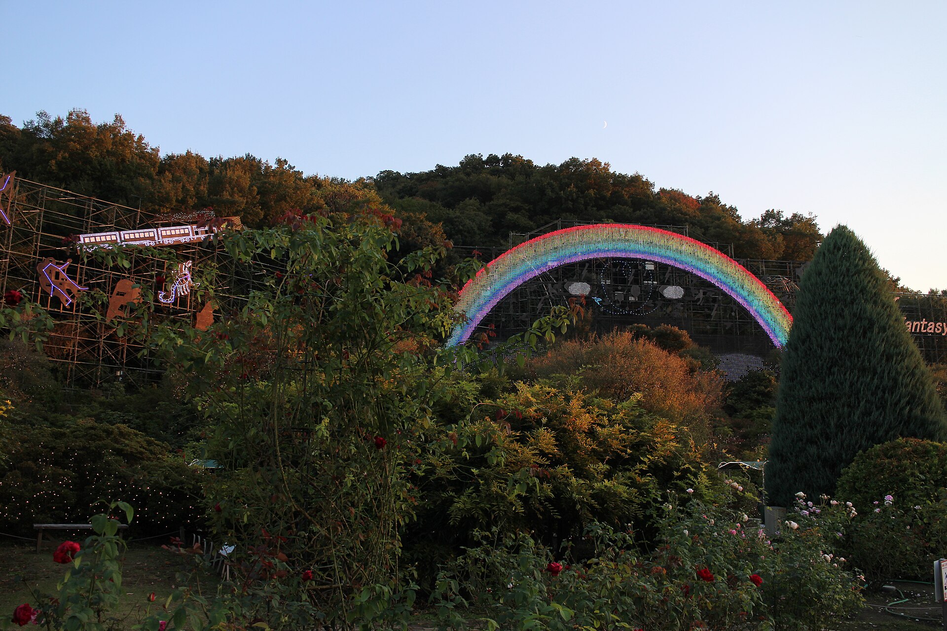 足利花卉公园园区的户外景象。